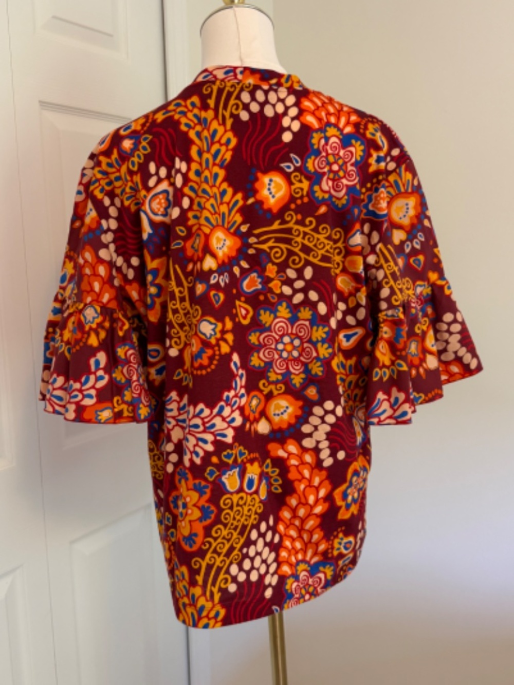 La DoubleJ Walk The Dog T-Shirt XL Floral Cotton Bell Sleeve Made in Italy - Picture 8 of 10
